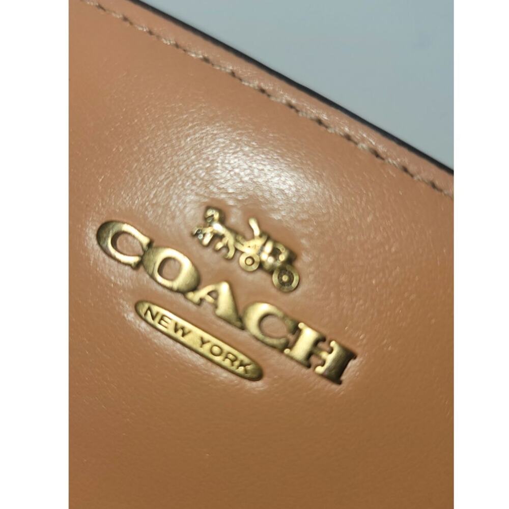 Coach Smooth Leather Essential New York Leather Slim Accordion Zip Wallet Camel - Picture 5 of 6